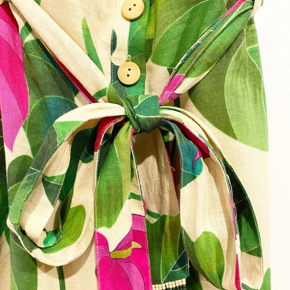 FARM Rio Beige Romper with Green Leaf & Pink Floral Print - Picture 13 of 16
